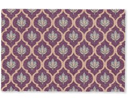 Deurmat 60x40 cm - Droogloopmat Patroon - Paars - Bloem - Mat voor binnen - Schoonloopmat - Deurmatten met print - Inloopmat