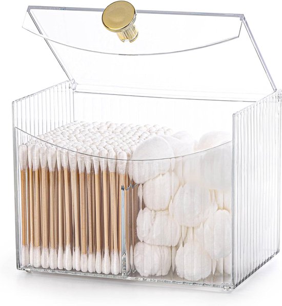 UGBO Wattenstaafjeshouder Wattenschijfjes Dispenser Wattenstaafjes Dispenser Wattenschijfjes Opberging QTip-Houder met Deksel Kaptafel Badkamer Make-up Organizer Set Opbergdoos 5 Stuks