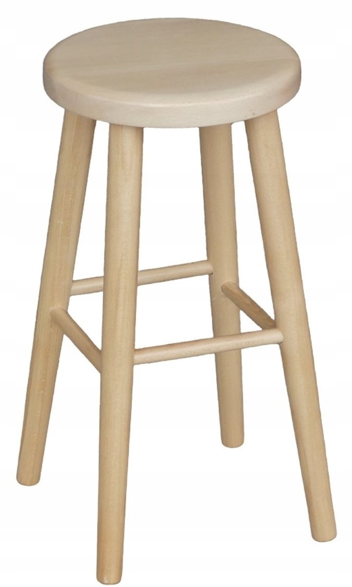 Houten Bar Kruk 61cm - Massief Beuken Hout - Naturel