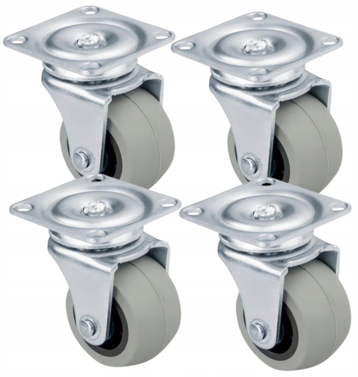Draaikastwiel met kogellager 40mm rubber voor meubels