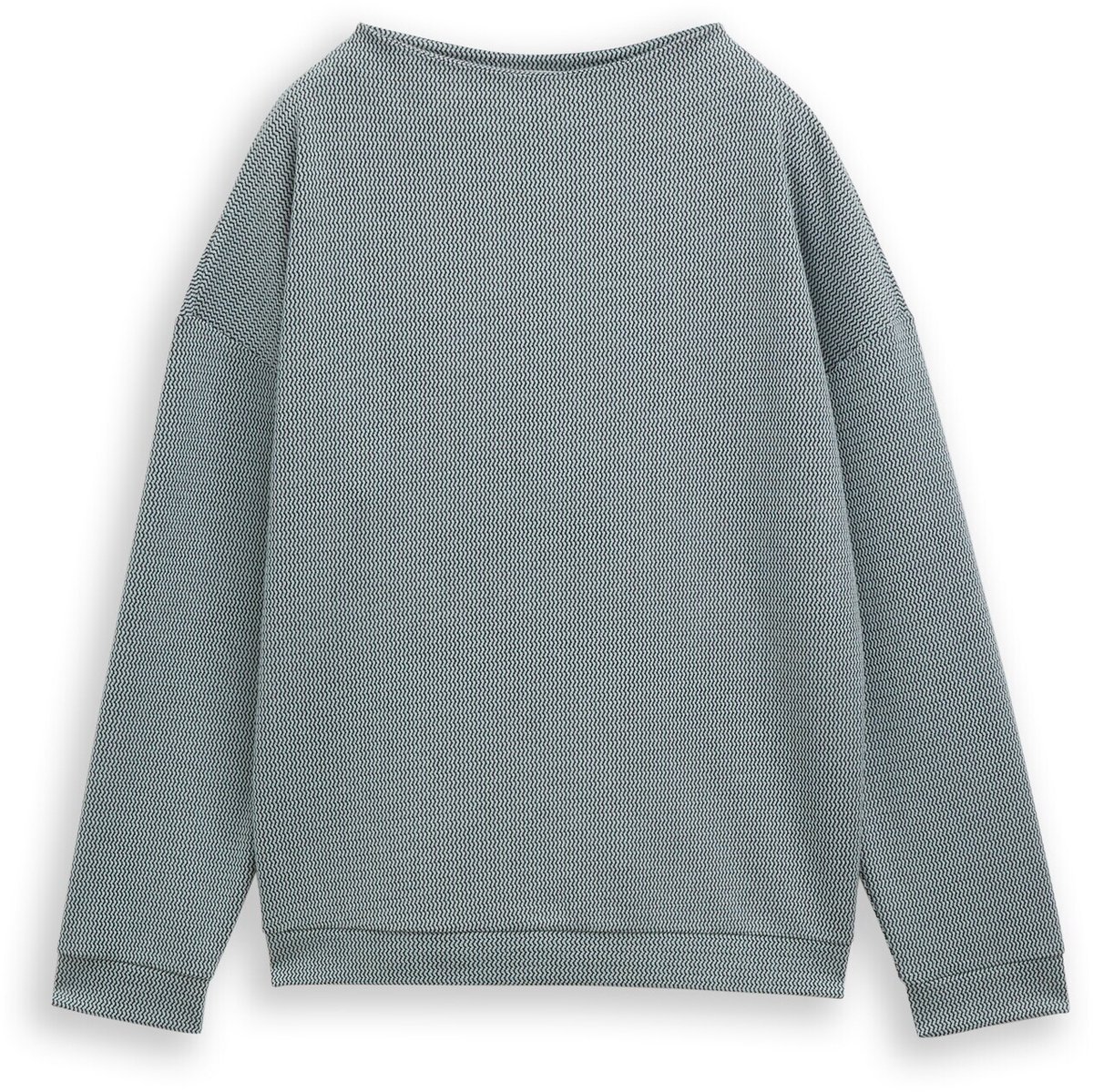 Tom Tailor - Loose fit sweatshirt met opstaande kraag - Maat XS - black moss wave structure