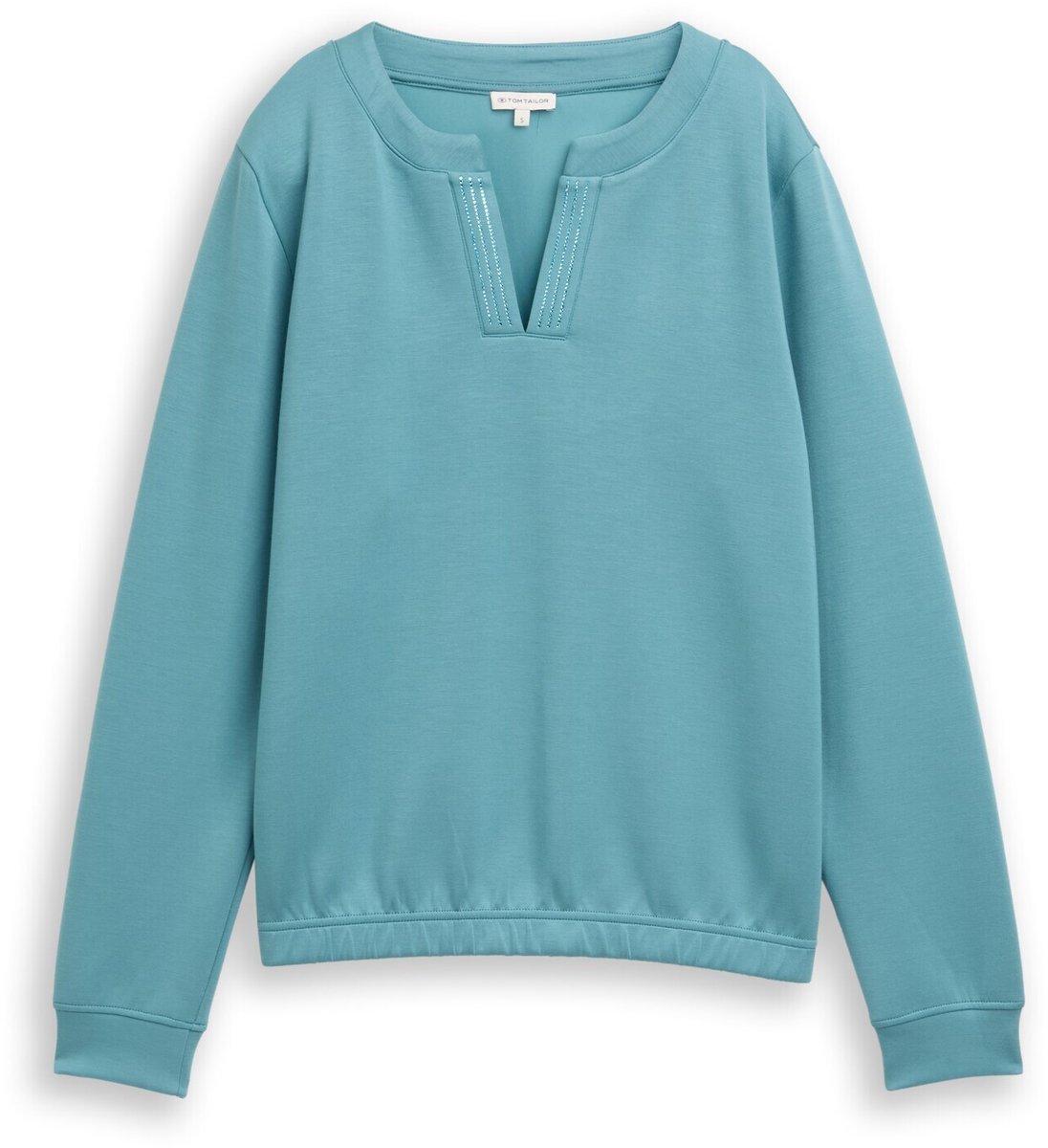 Tom Tailor - Scuba-sweatshirt met strass-steentjes - Maat L - tropical teal