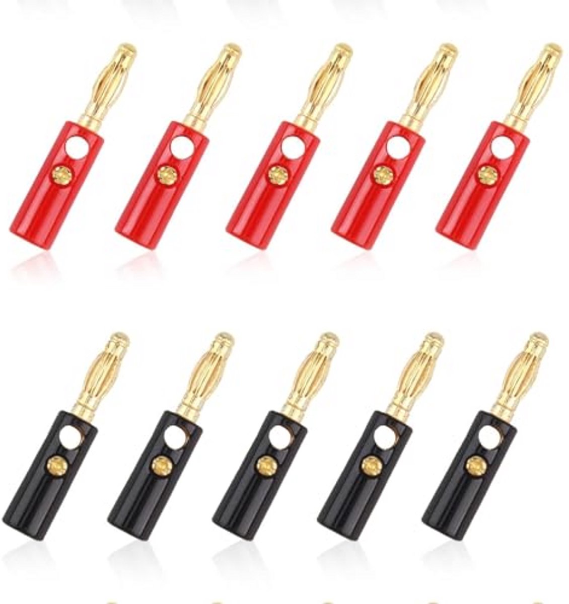 Set van 10 Banana Plugs 4mm voor Speakers en Versterkers