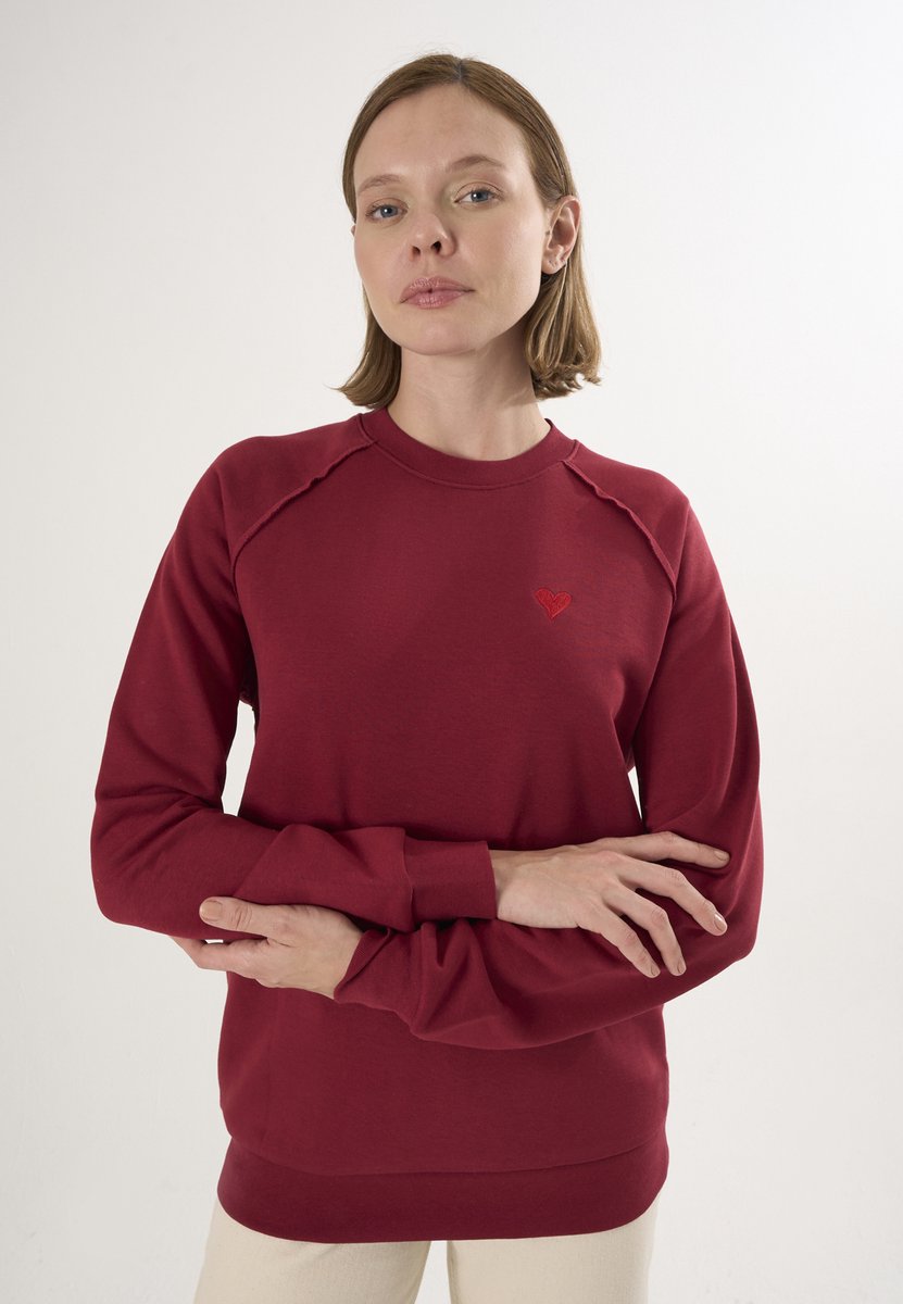 Felix Hardy Basic Sweatshirt Ronde Hals Katoen Dames Bordeaux - M