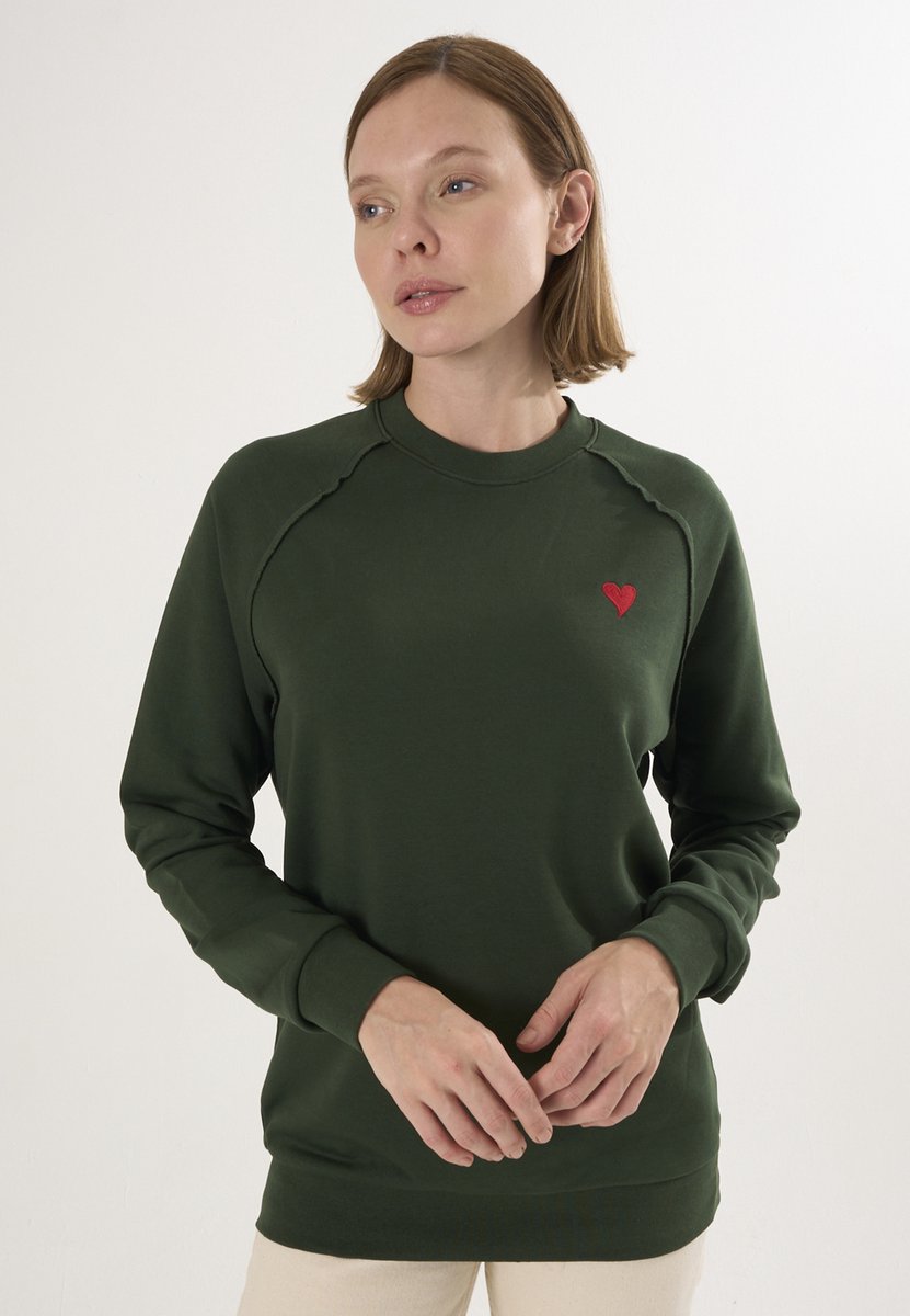 Felix Hardy Basic Sweatshirt Ronde Hals Katoen Dames Groen - M