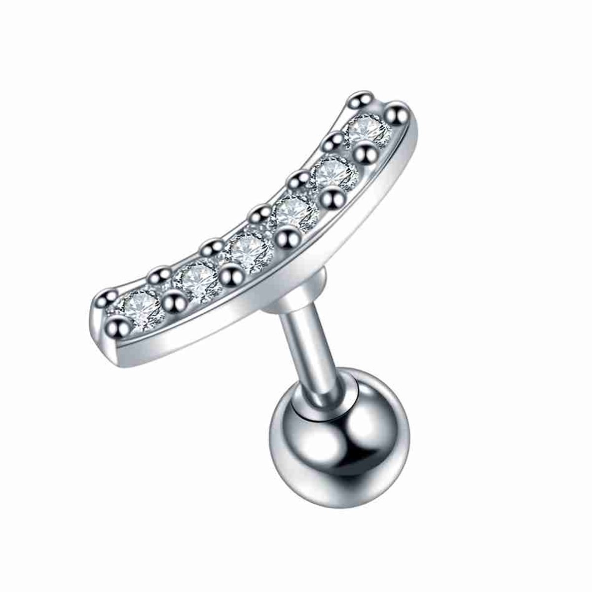 WeLoveSilver - piercing - chirurgisch staal - kristallen - zilverkleurig