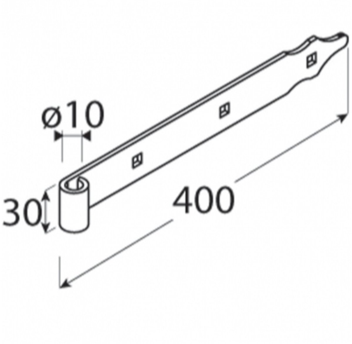 Domax ZP 400/10 Scharnier Zwart - 400x30x3.0 mm