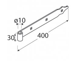 Domax ZP 400/10 Scharnier Zwart - 400x30x3.0 mm