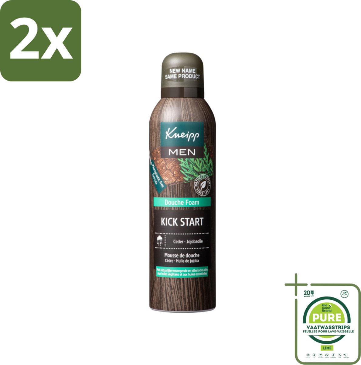 Kneipp Douche Foam Men 200 ml - Voordeelverpakking - 2 stuks - Douchefoam - Ceder