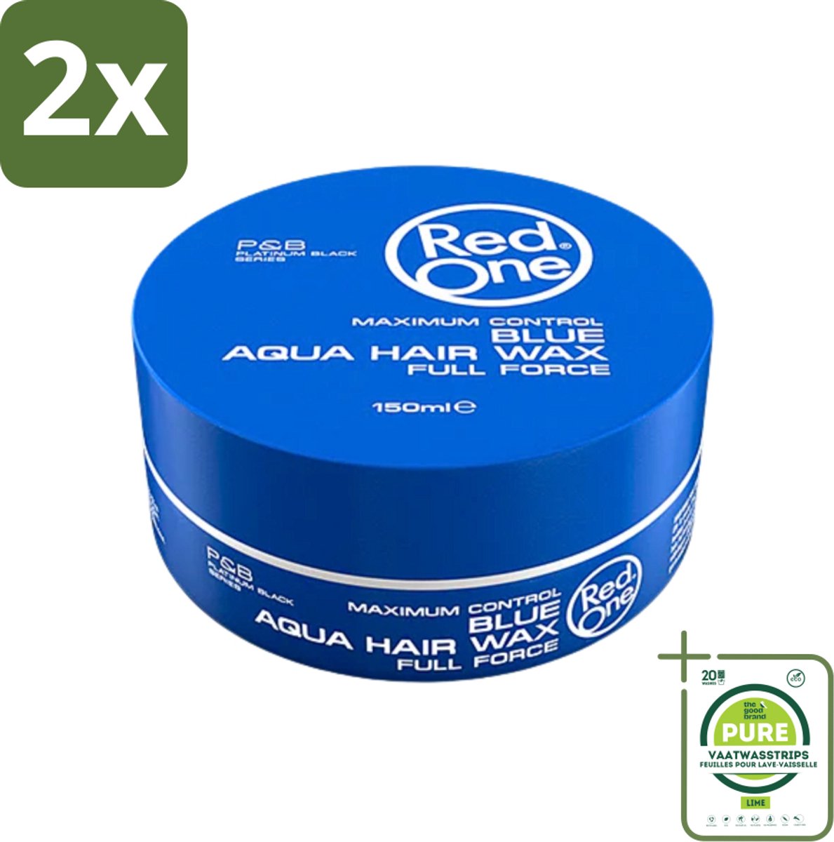 Red One Aqua Hair Wax Blue 150 ml - Voordeelverpakking - 2 stuks - Haarwax - Stylingwax