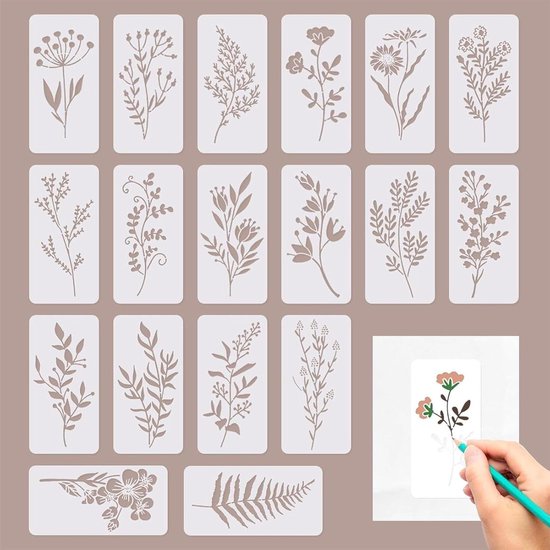 Sjablonen Voor Textielontwerp – 80 Stuks Mini Natuurlijke Sjablonen – 3 X 3 Inch – Herbruikbaar – Voor Schilderen Op Stenen, Hout, Scrapbooking En DIY