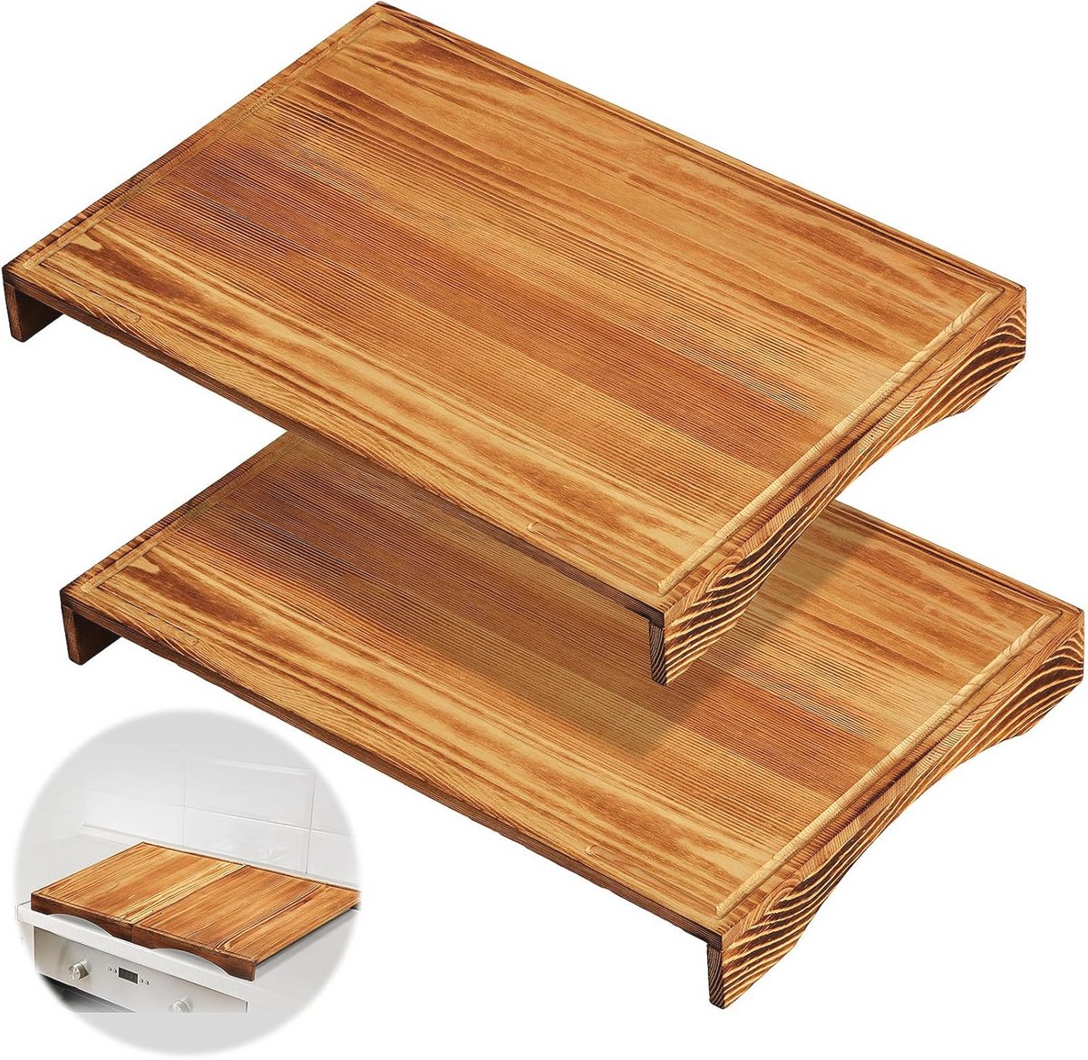 Houten Kookplaten Dekking Set van 2 - 15" x 22" Snijplank voor Camping en Keuken