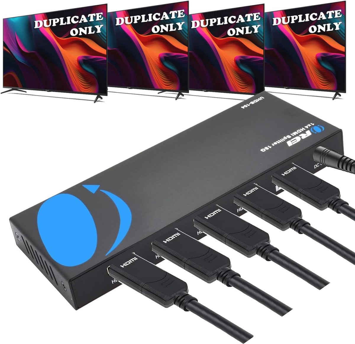 4K HDMI Splitter 1x4 - 4K @ 60Hz, HDMI 2.0, HDCP 2.0, Tot 4 Schermen Dupliceren