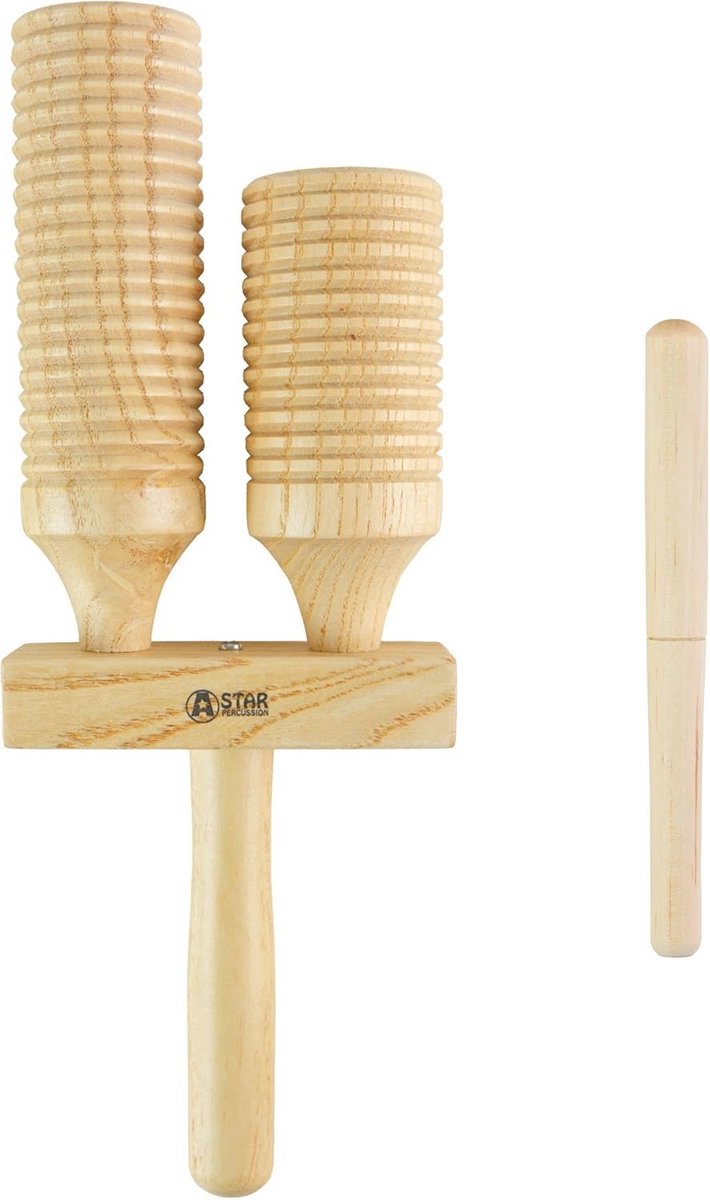 Tweekleurig houten blok Agogo Guiro percussie instrument met klopper