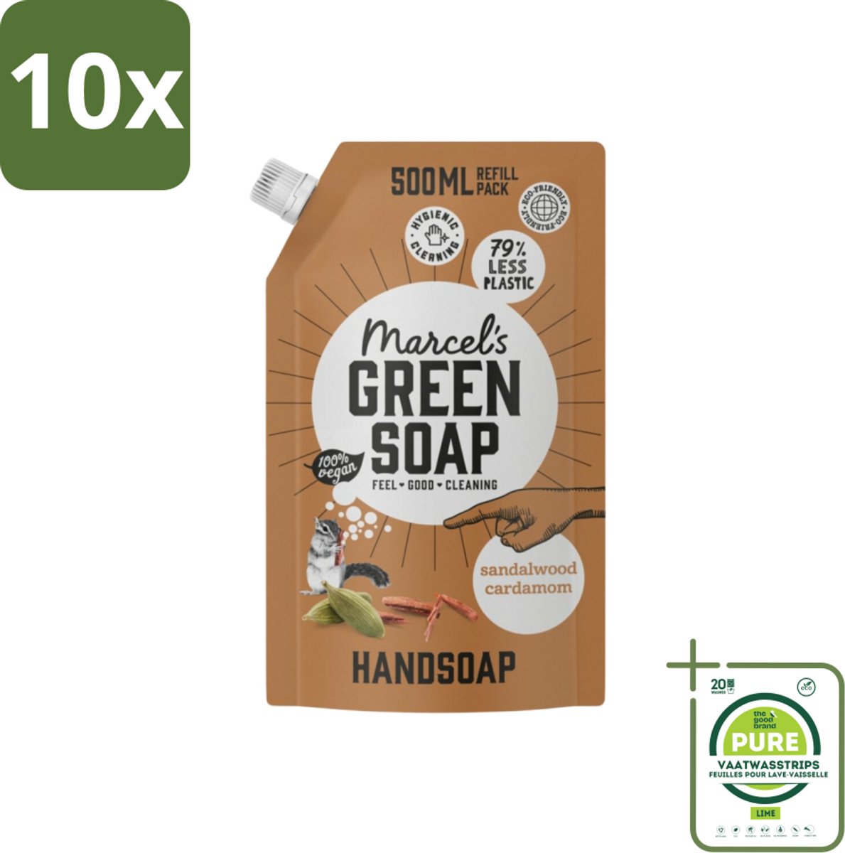 10 x Marcel’s Green Soap – Allesreiniger Navulling – Sandelhout & Kardemom – 500 ml - Grootverpakking - Handzeep Navulling - Sandelhout En Kardemom - Natuurlijke Handzeep - Biologische Handzeep - Duurzame Handzeep
