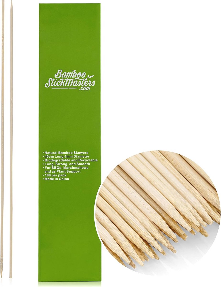 Extra lange houten spiesen voor BBQ, kebab en fondue - 100 stuks