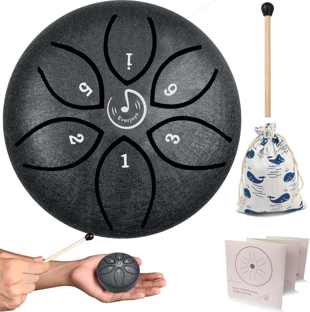 7.5cm 6-tonige Stalen Tongtrommel in C-toonsoort - Inclusief Accessoires