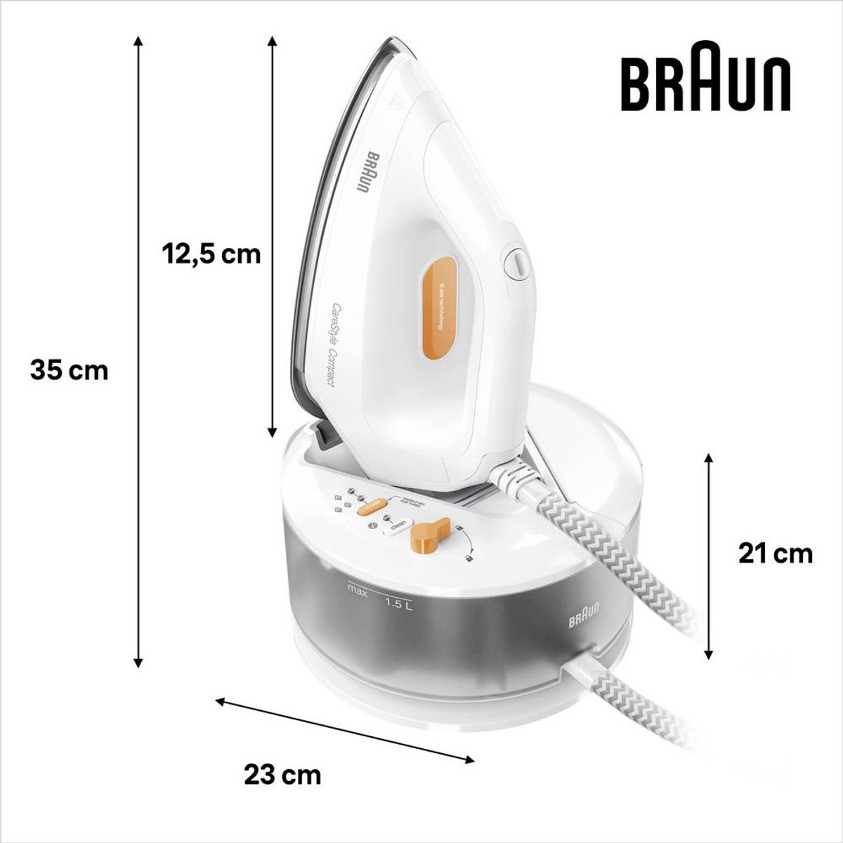 Braun CareStyle Compact IS2132WH - Stoomgenerator - EloxalPlus strijkzool - 5.5 bar - 2400 W - Wit — afbeelding 5