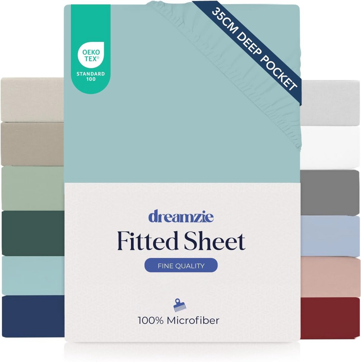 Hoeslaken 140x190/200 cm met 35 cm Kap - 100% Microvezel - Aqua - Oeko TEX Gecertificeerd