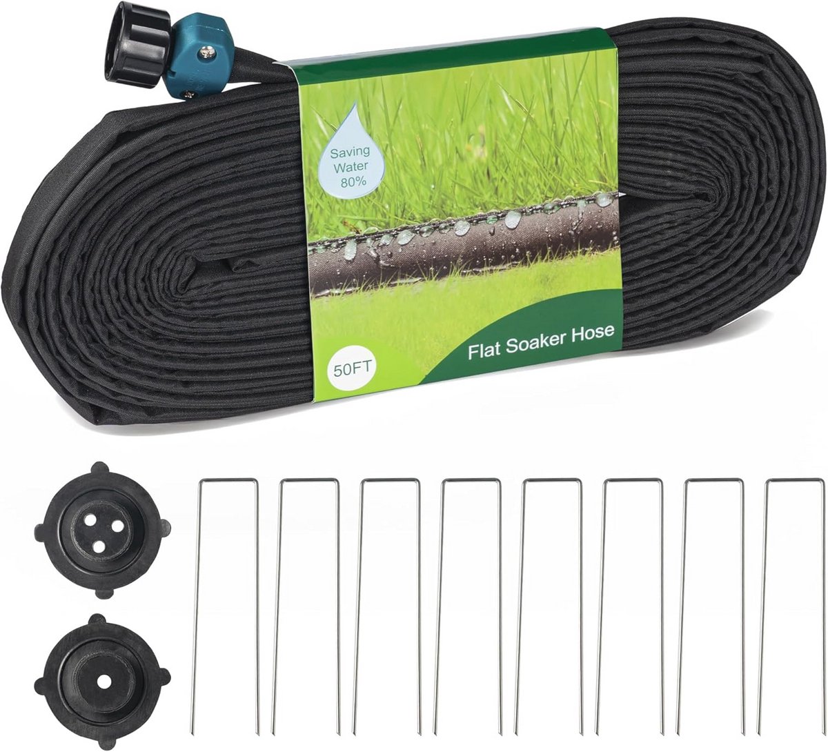 Platte soaker-slang 50 meter - Koppelbare druppelirrigatieslang voor tuin - Lekvrij en waterbesparend systeem