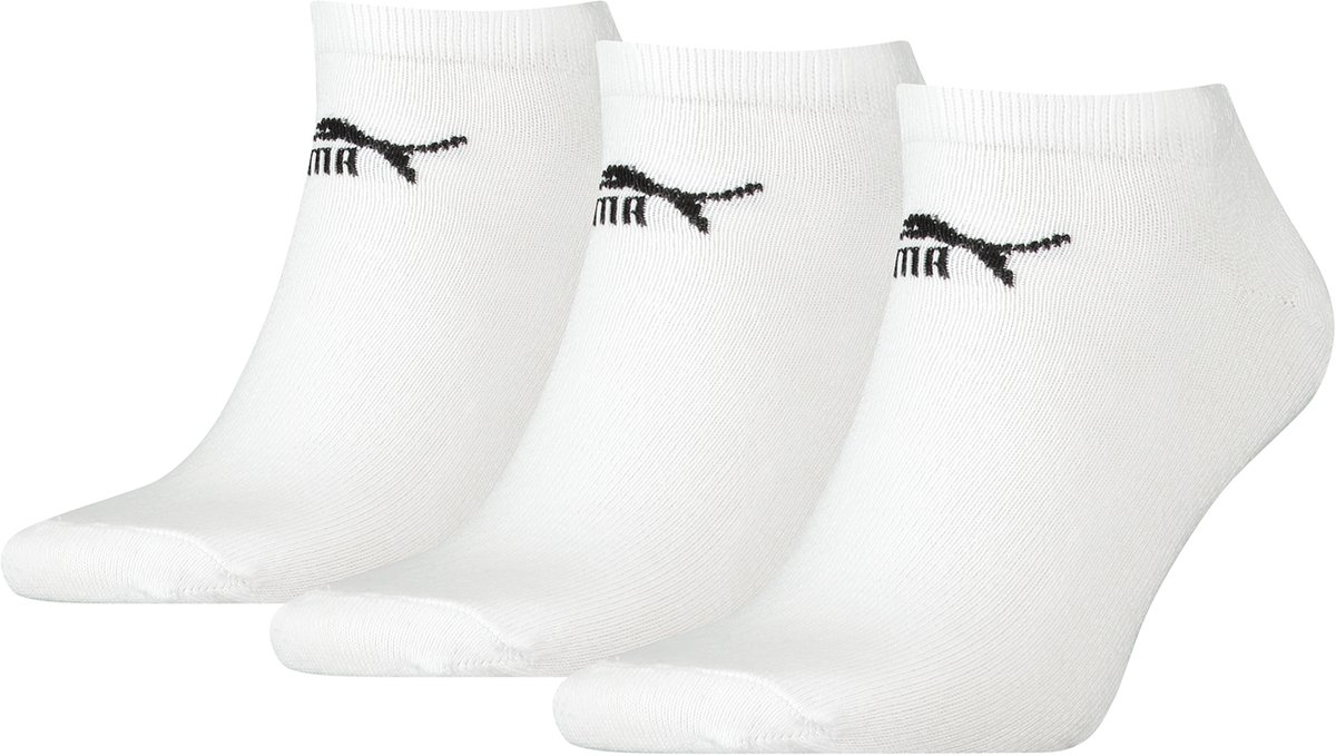 Puma Unisex – 46 cm Korte Sokken voor Heren/Dames Sport Sneaker 3 pack Witte