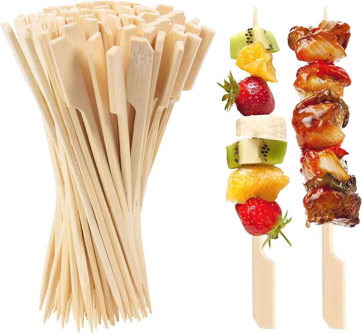 Bamboespiesjes 12 cm - 100 Stuks Voedselpicksticks voor Fingerfood, Snacks, en Barbecue