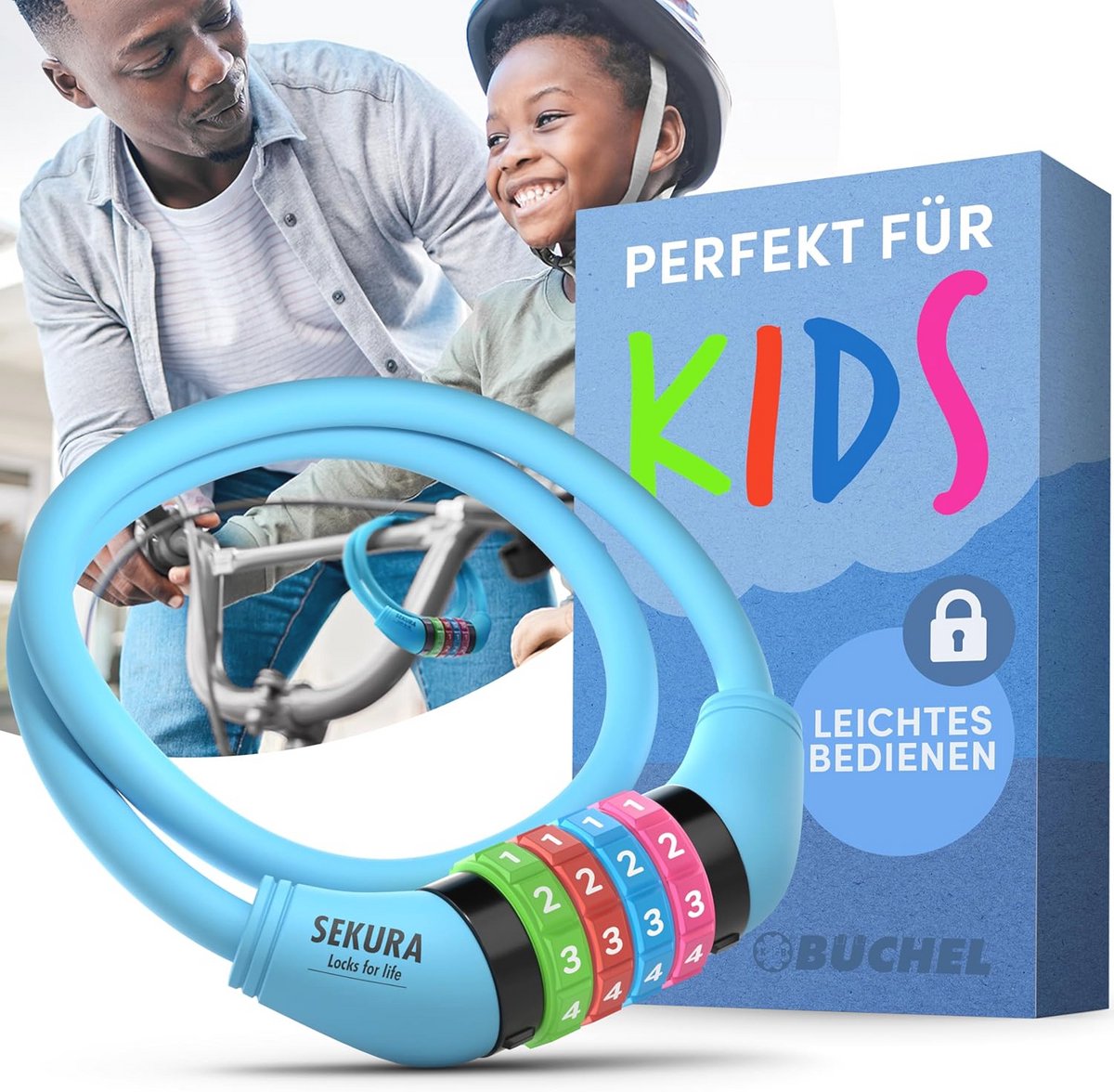 Kleurrijk Sleutelloos Kinderfietsslot I Combinatiefietsslot voor Kinderen