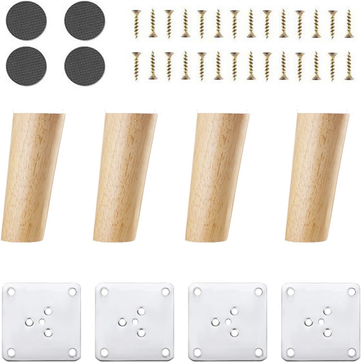 Houten Meubelpoten voor Bank en Kast - Set van 4 met Schroeven