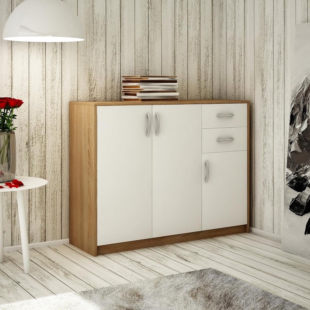 Stijlvolle Commode met 2 Laden en 3 Deuren - Matte Afwerking