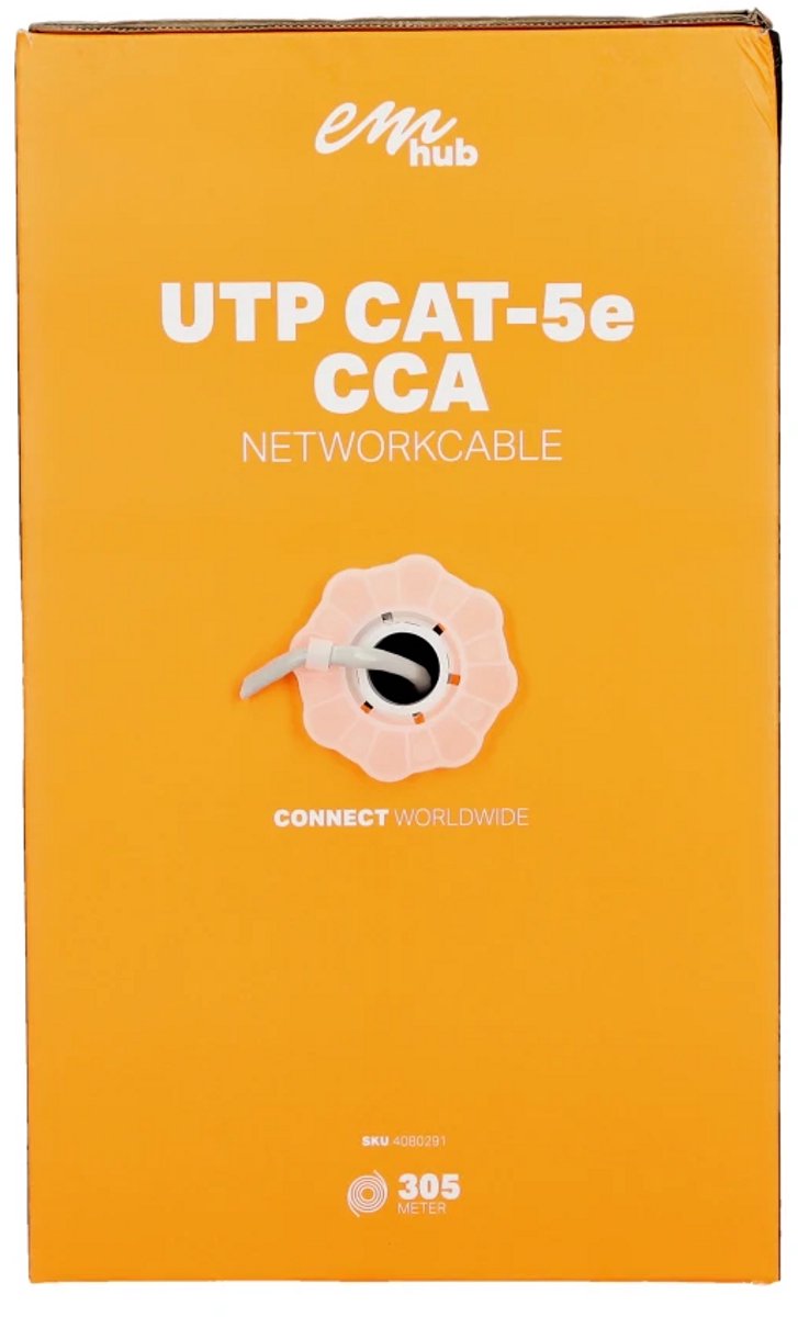 EMhub UTP CAT5e CCA kabel rol 305 meter