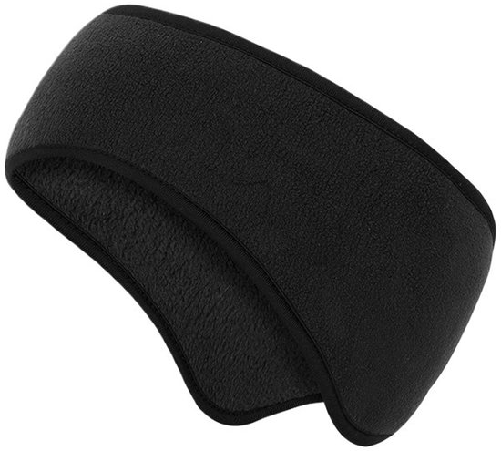 Winterse hoofdband die over de oren valt, sporthoofdband, unisex, warm en winddicht, geschikt voor hardlopen, wandelen en fietsen, zwart.