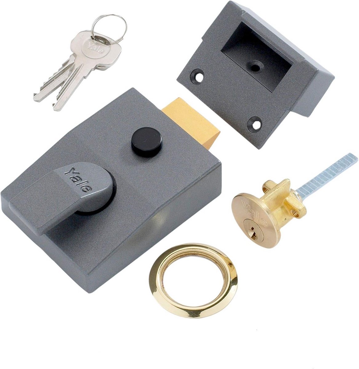 Deadlocking Nightlatch Automatic Deadlock Dark Metallic Finish/Brass Cylinder - High Security Outdoor Lock - Front Door Latch — cadeau in Cadeau-ideeën - foto 4