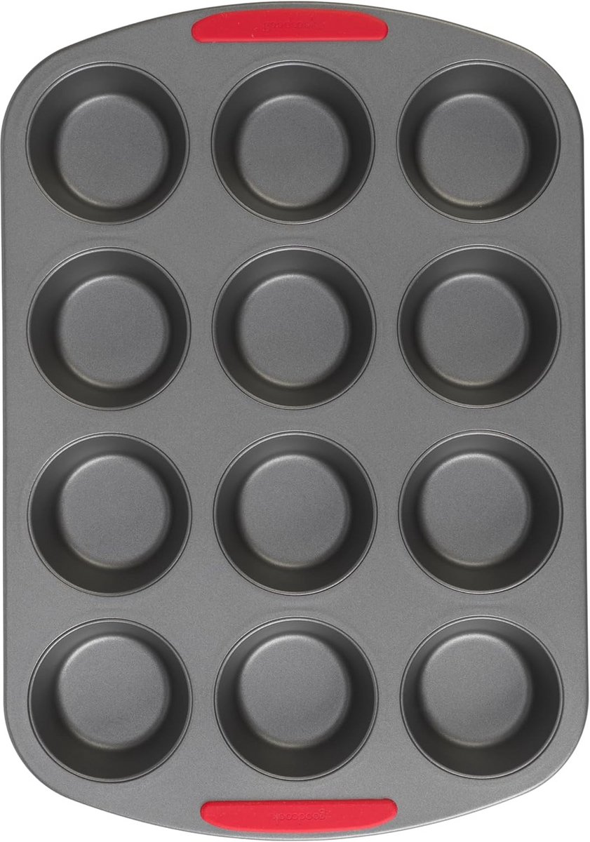 12-Cup Antiaanbak Muffinvorm met Siliconen Handgrepen voor Cupcakes