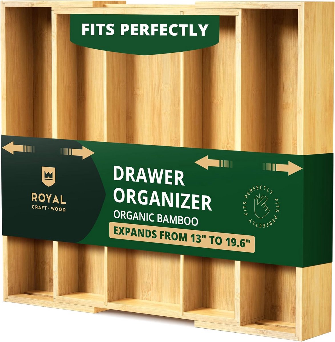 Luxe Bamboe Keukenlade Organizer - Uitbreidbare Bestekorganizer voor Keuken