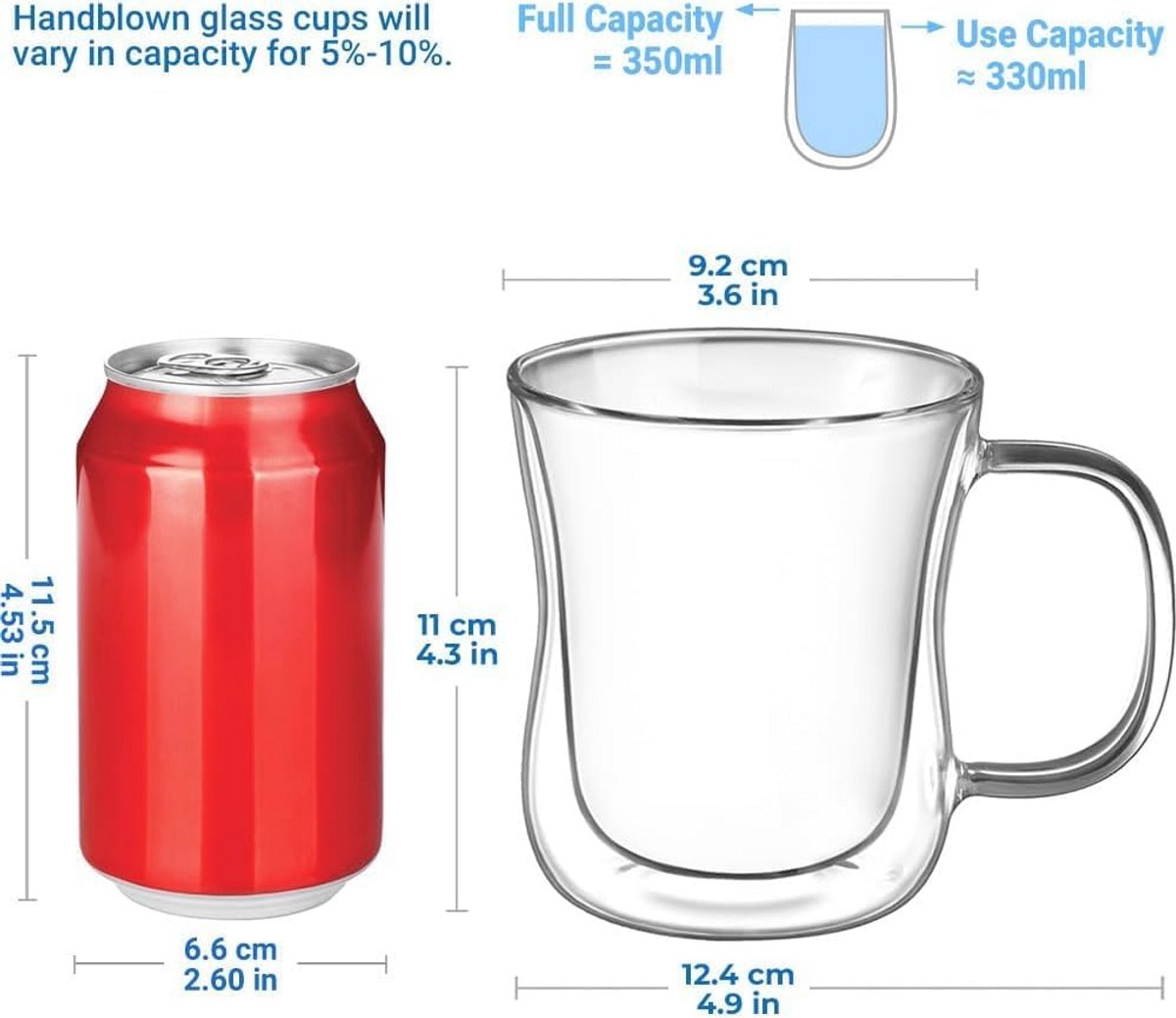 Dubbelwandige Koffieglazen Set van 2 - 350ml Latte Macchiato en Cappuccino Glazen