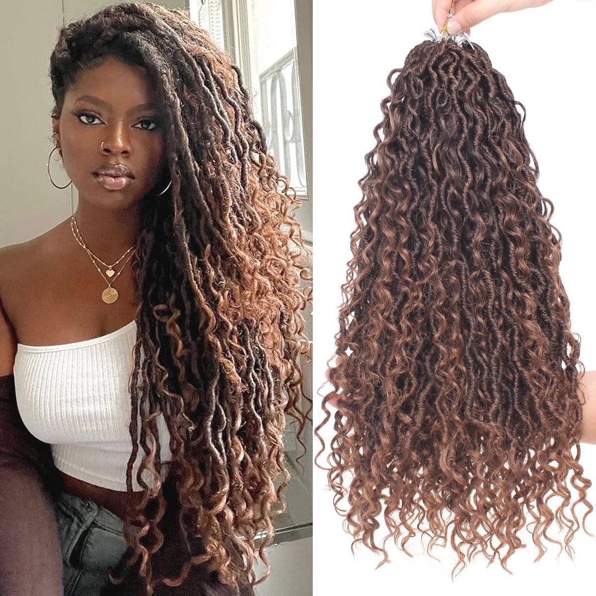 Bohemian Gehaakte Vlechten voor Golvend Haar - 45 cm, 6 Verpakkingen