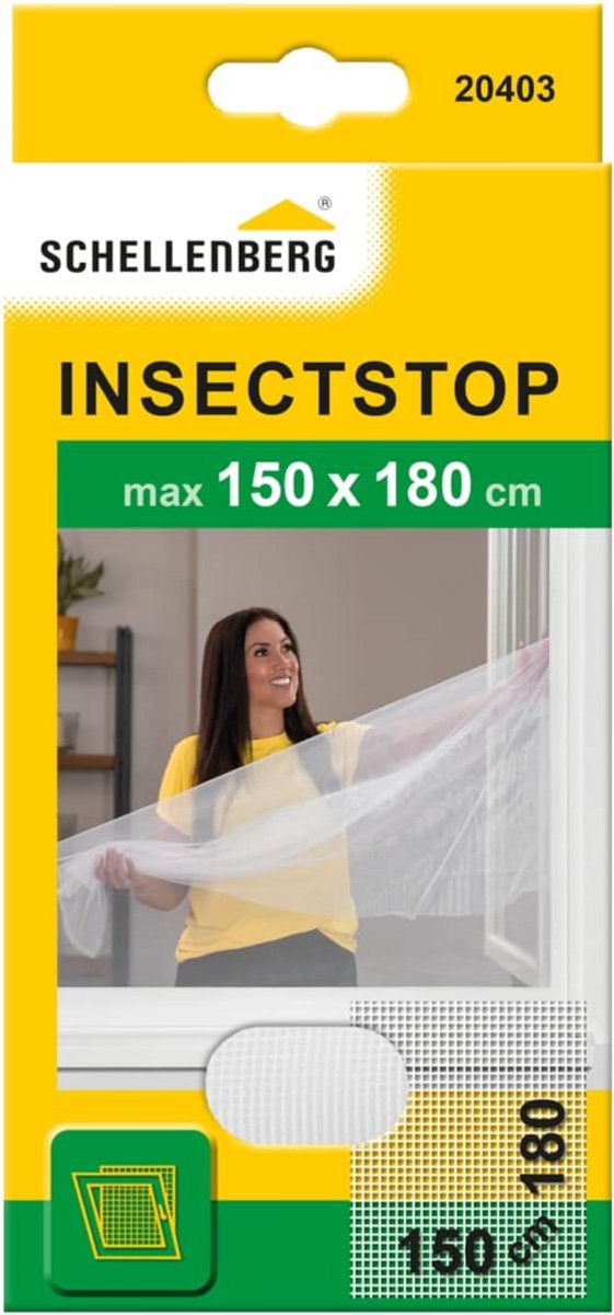 Insectenhor Raam Wit 150x180 cm Inclusief Bevestigingstape - Zonder Boren Montage