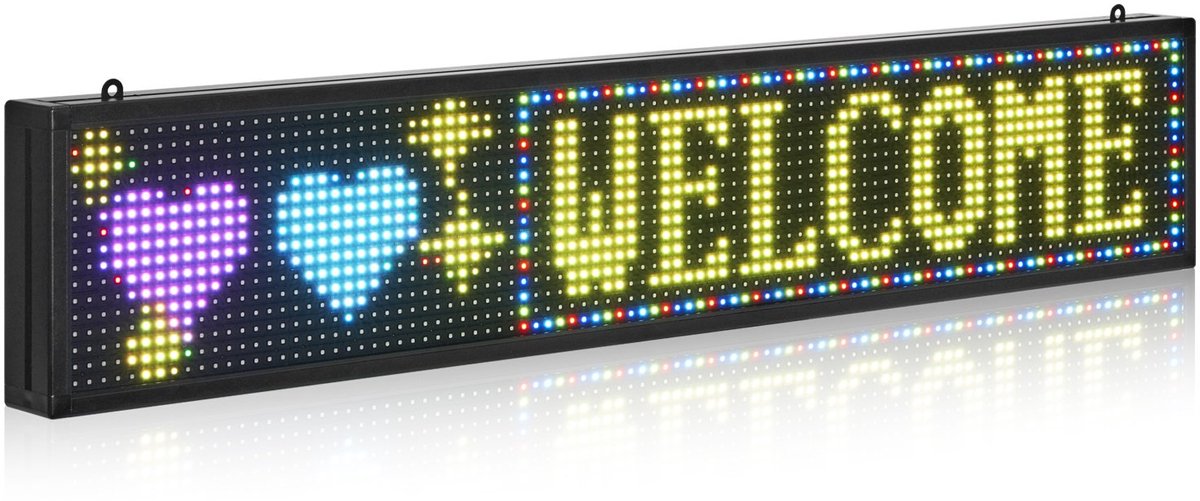 LED Reclamebord Lichtkrant - P10 Programmeerbaar Display - Full Color RGB - Flexibel - Bluetooth App-bediening - Aangepaste Tekst & GIF - Afmeting 99 x 19 x 5,5 cm