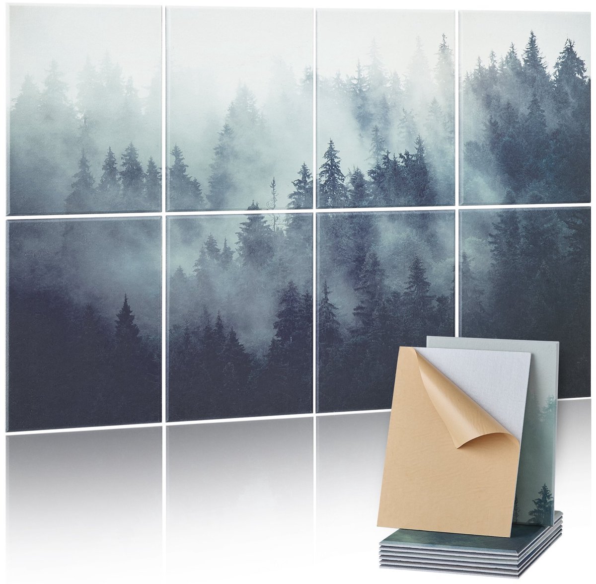 Akoestische Panelen - Wandpanelen - Set van 8 - Afmeting 120 x 80 x 1 cm - Zelfklevend - Geluidsabsorberend & Geluiddempend - Voor Studio, Kantoor & Thuis