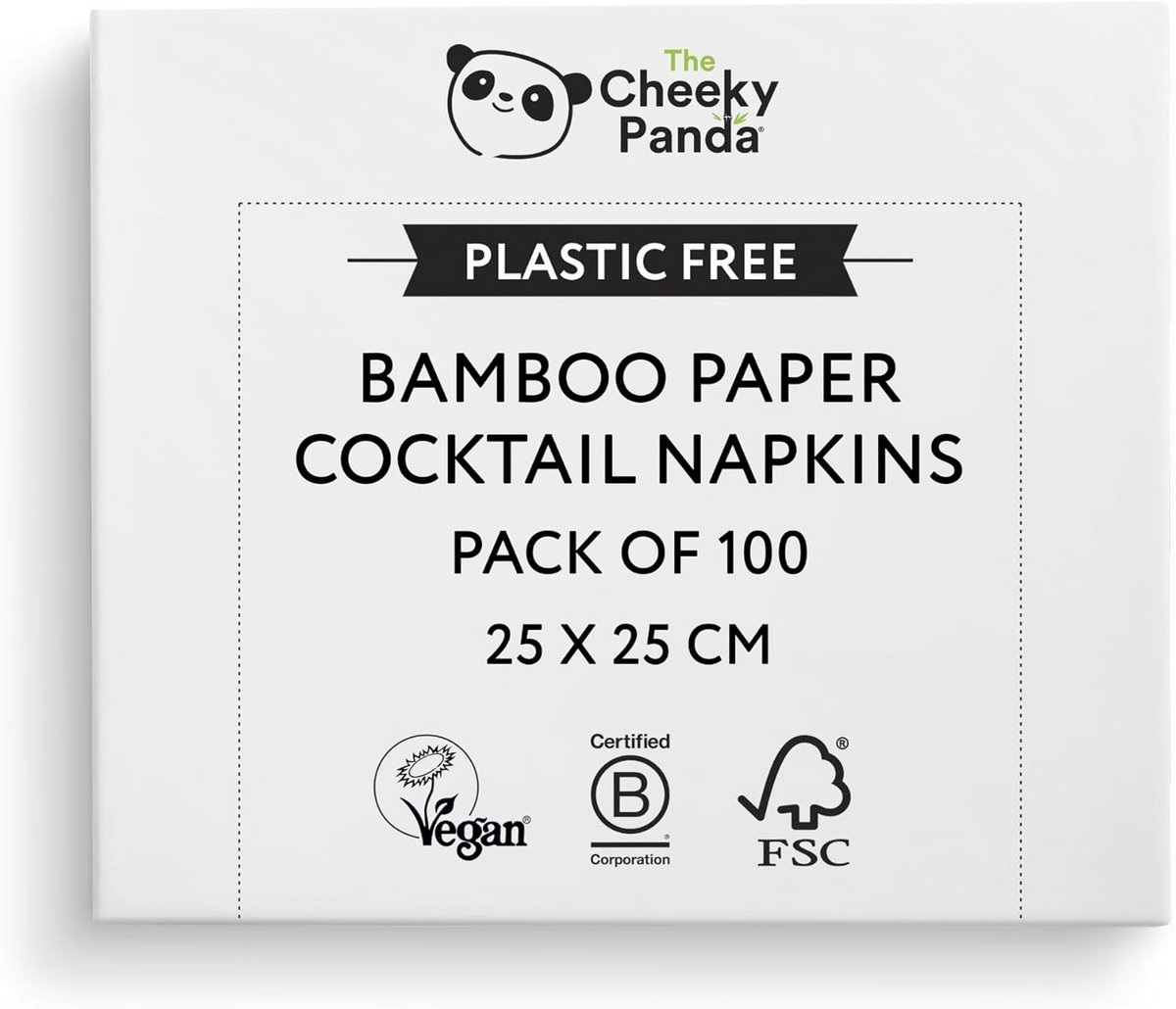 Bamboe Wegwerpservetten - 100 Witte Cocktailservetten van 25 x 25 cm, 2 Laags