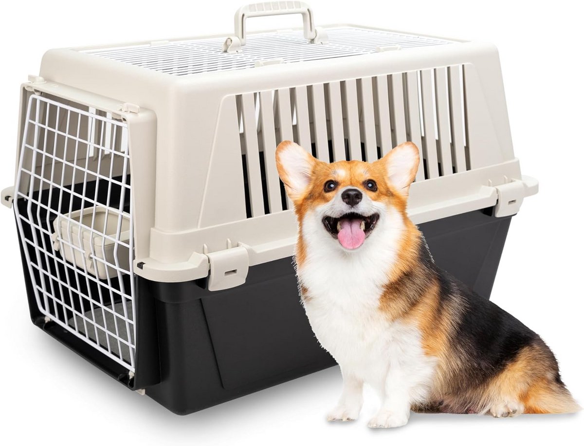 Transportbox voor kleine en middelgrote honden en katten tot 15 kg met open dak en accessoires
