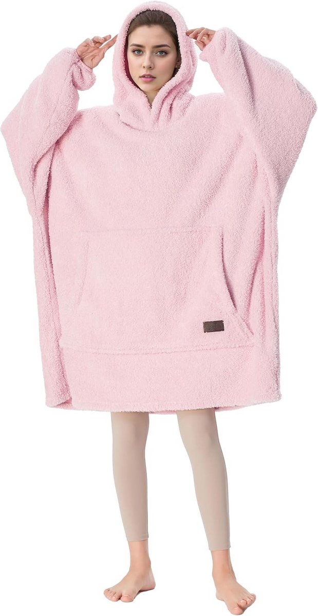 Oversized Sherpa Hoodie-Deken - Warme, Draagbare Knuffeldeken met Mouwen en Capuchon