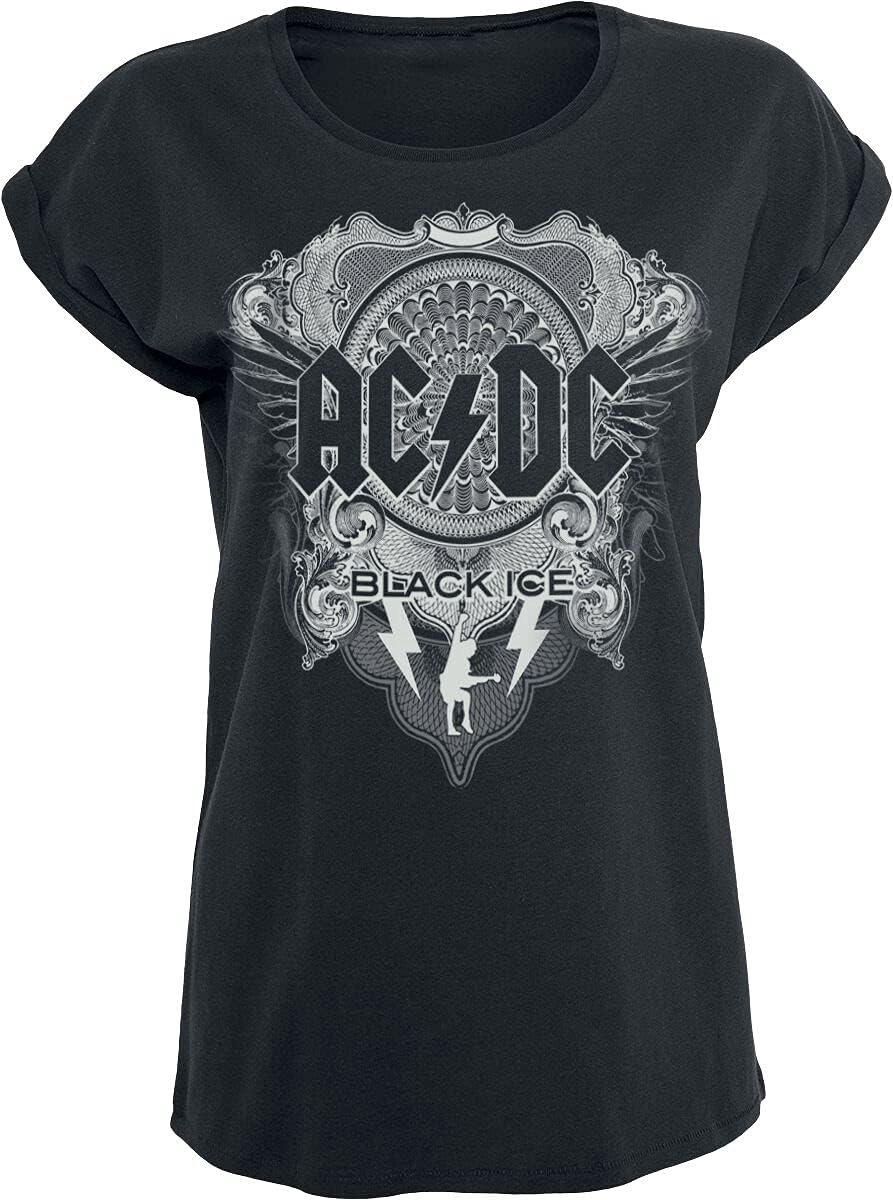 Zwart T-shirt met Black Ice Print voor Dames