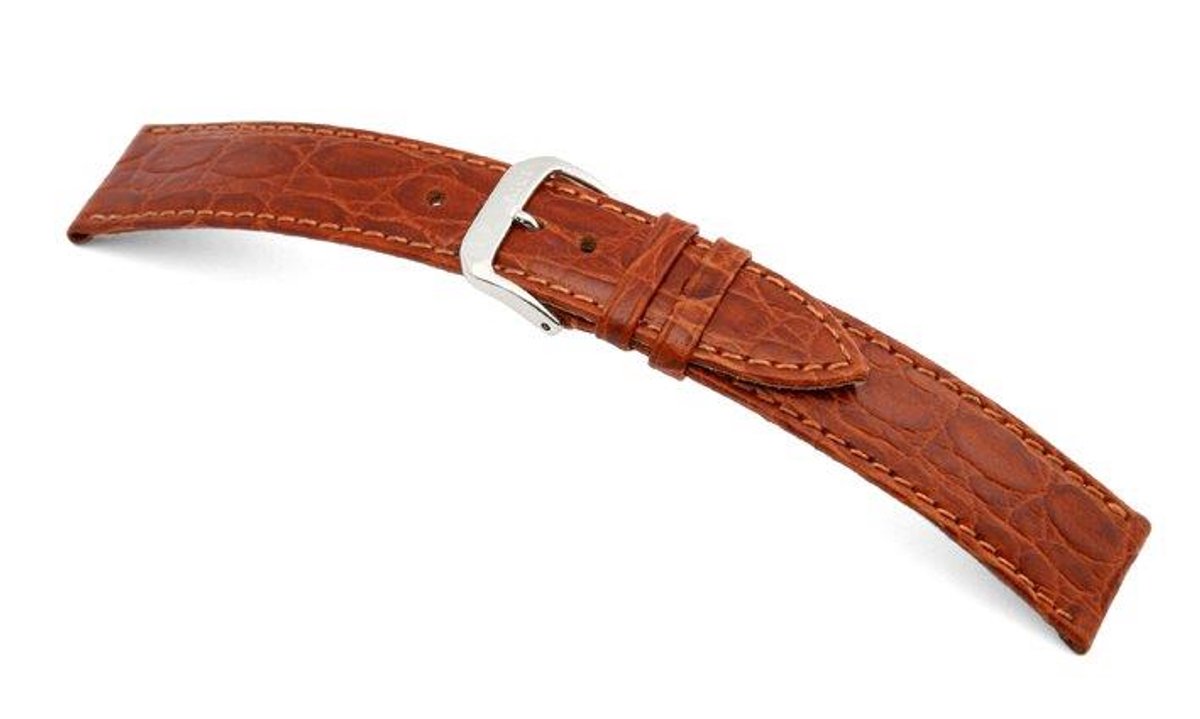 Lederband Bahia 14mm cognac XL met Krokodillenprint