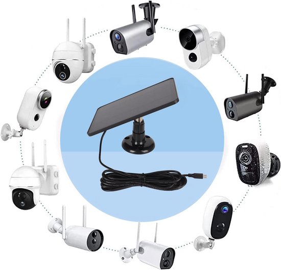 Camera Zonnepaneel, Outdoor Beveiligingscamera, IP65 Waterdichte Camera Oplader 5V 4W Hoge Efficiëntie Continue Zonne-energie voor Camera voor Micro USB C (Zwart) van Soduopq — afbeelding 4