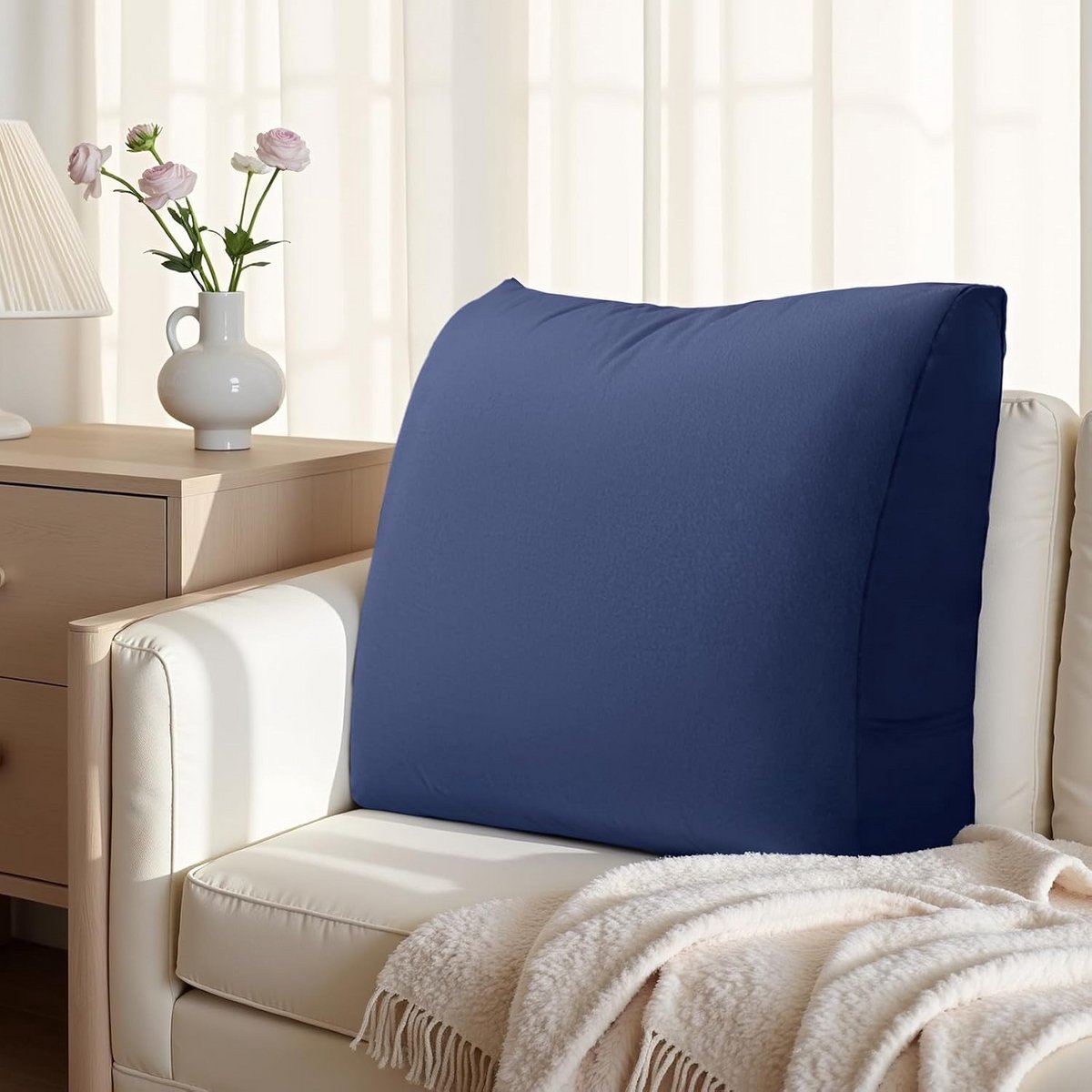 Ergonomisch Wigkussen voor ultiem Comfort en Ondersteuning, Steunkussen voor Bed en Bank, Verwijderbare Fluwelen Hoes (Blauw)
