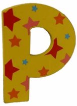 Decoratieletter - P - Hout - 7cm - Geel