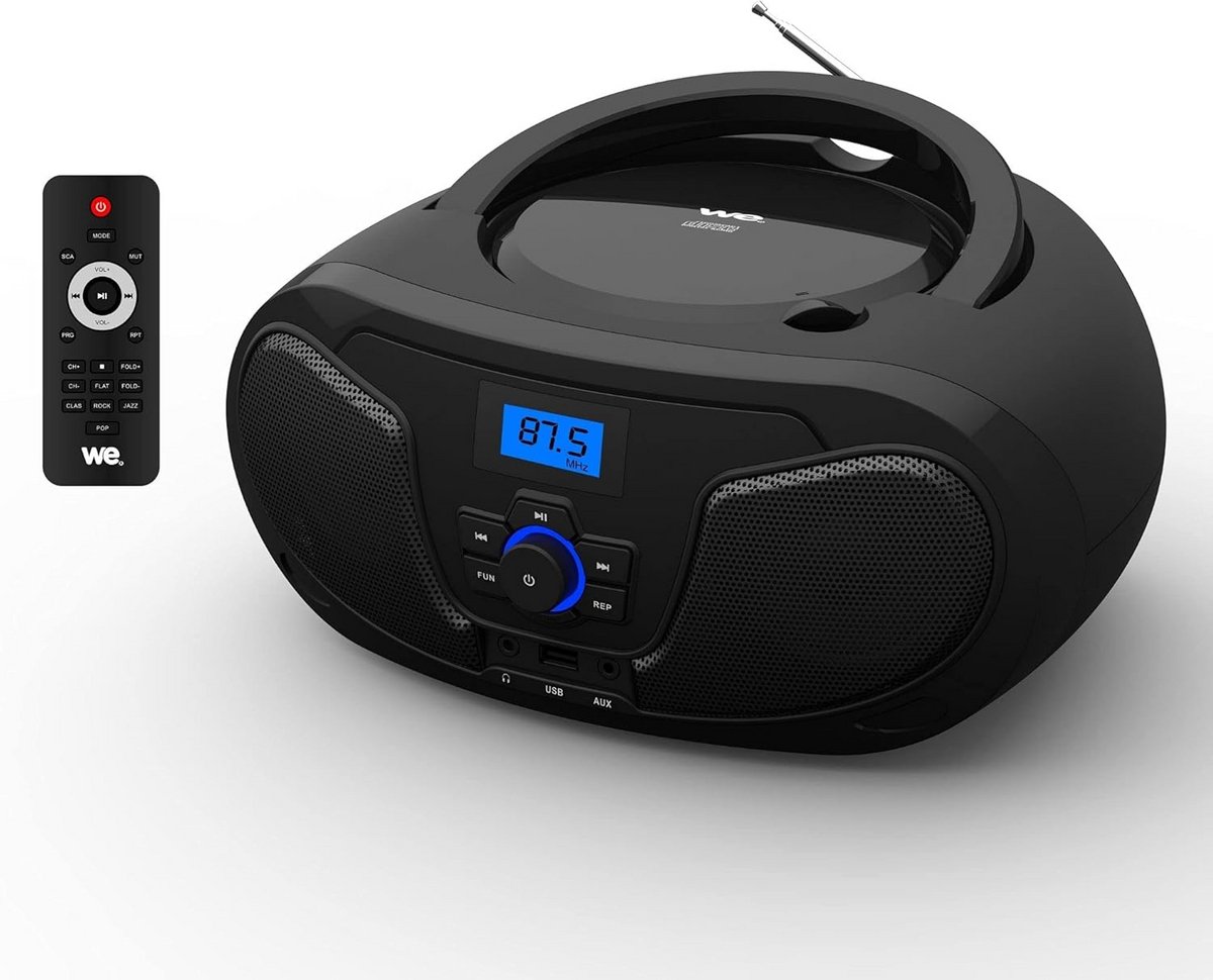 Radio met Bluetooth en USB, Draadloos met Afstandsbediening, 2x2W, Zwart