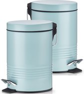 2x Mintgroene vuilnisbakken/pedaalemmers 3 liter van 17 x 25 cm - Zeller - Huishouding - Badkameraccessoires/benodigdheden - Toiletaccessoires/benodigdheden - Kleine prullenbakken