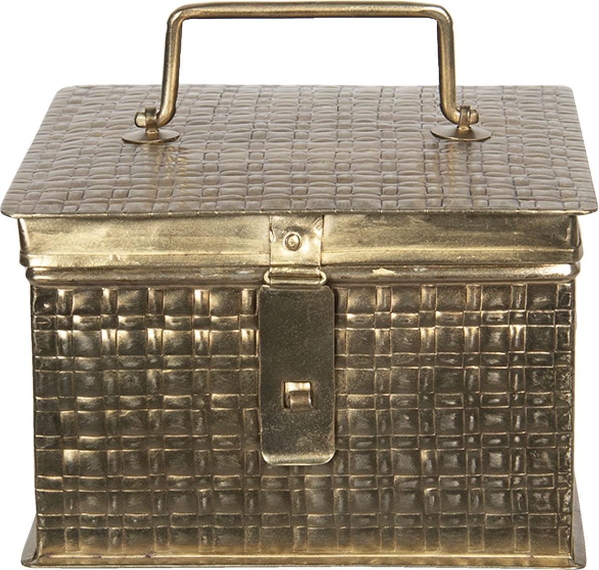 Clayre & Eef Opbergdoosje 19x19x13 cm Koperkleurig Ijzer Vierkant Opbergkist